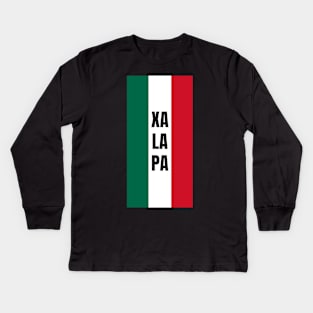 Xalapa City in Mexican Flag Colors Vertical Kids Long Sleeve T-Shirt